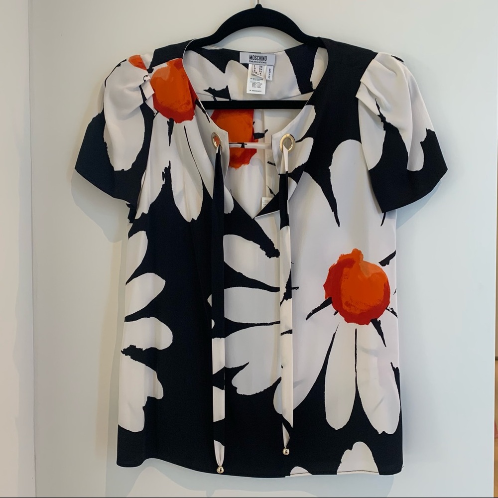 Moschino silk flower blouse size US4